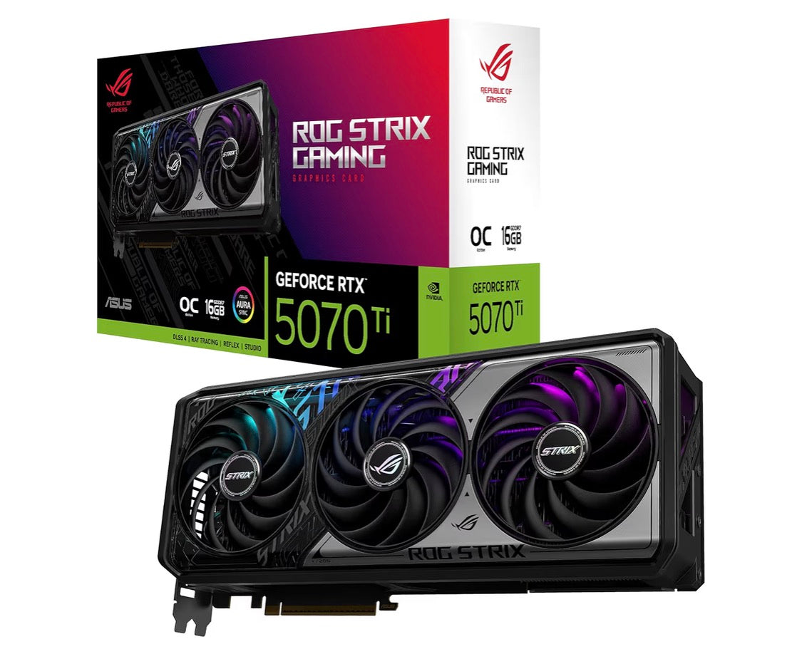 ASUS NVIDIA GeForce RTX 5070 Ti ROG Strix Overclocked Triple Fan 16G GDDR7 PCIe 5.0 Graphics Card