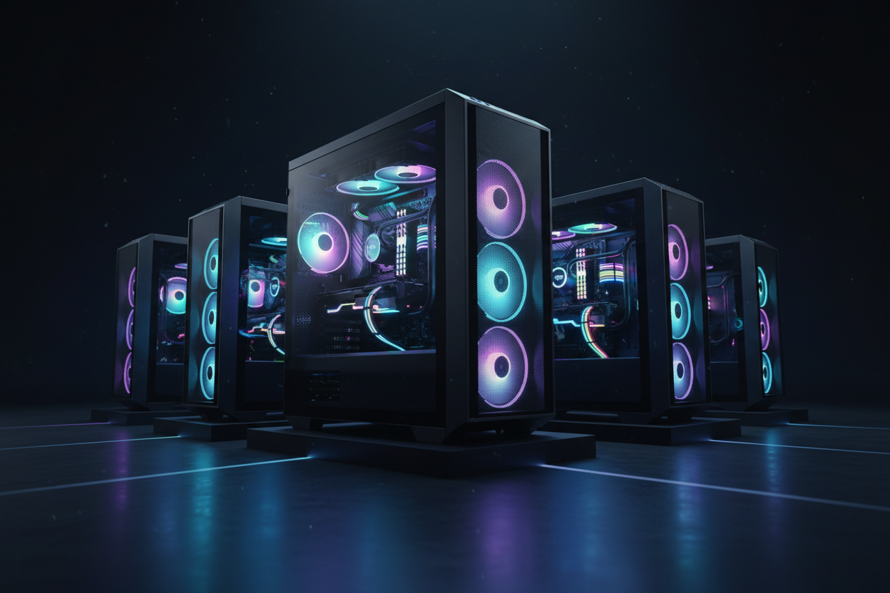 Multiple High-Tech Computer Cases